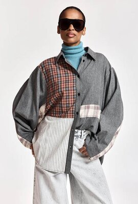 Essentiel Antwerp Bluse Patchwork Grau