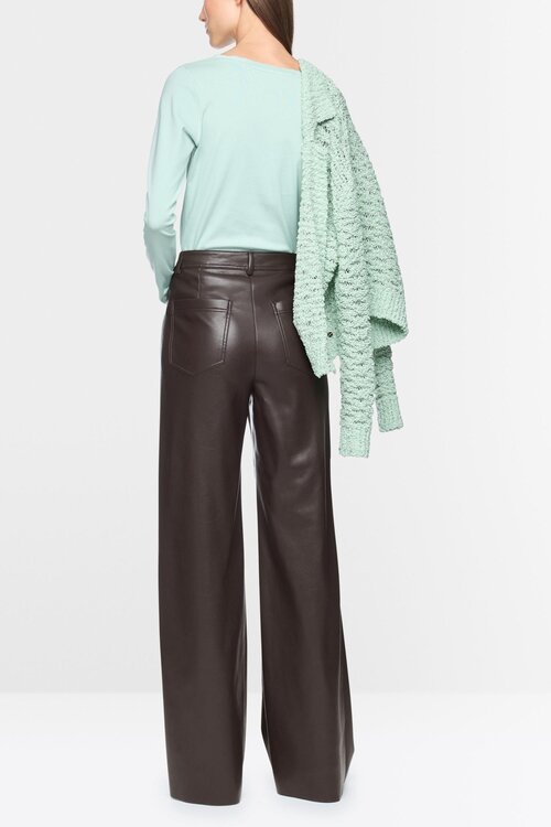 Marc Cain weite Hose High Waist braun