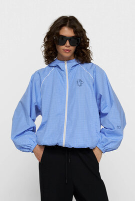 10Days Hooded Jacket Check Blau