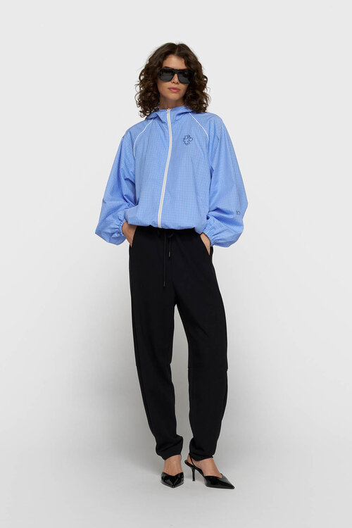 10Days Hooded Jacket Check Blau
