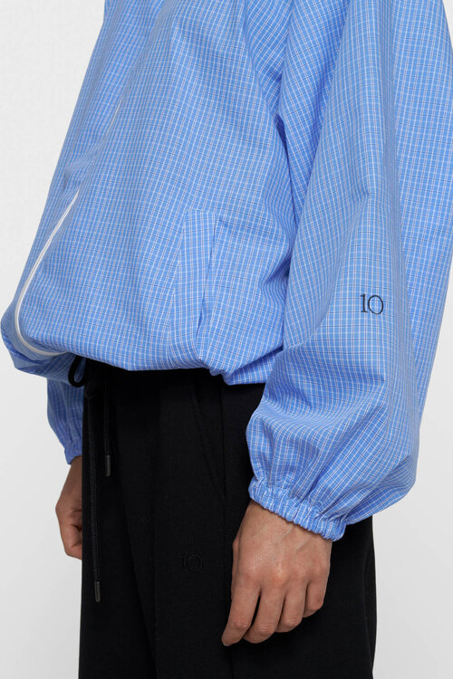 10Days Hooded Jacket Check Blau