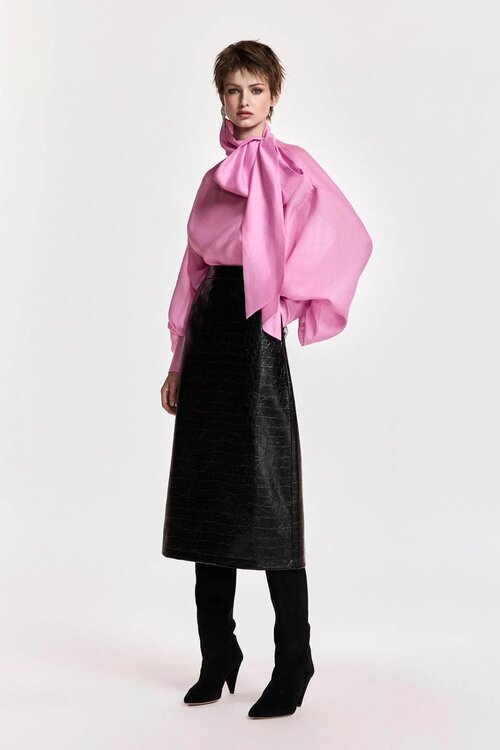 Essentiel Antwerp Bluse mit Schleifenkragen Pink