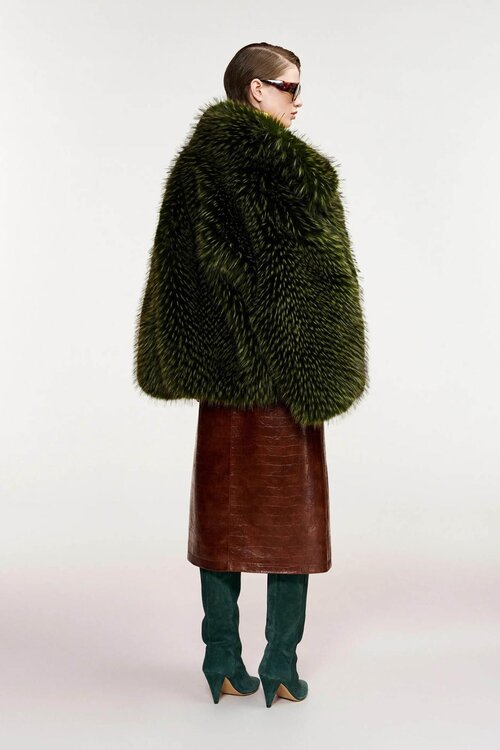 Essentiel Antwerp Mantel Kunstpelz Khaki