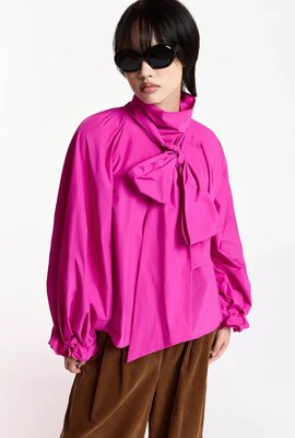 Essentiel Antwerp Bluse mit Schleifenkragen Pink