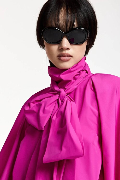 Essentiel Antwerp Bluse mit Schleifenkragen Pink