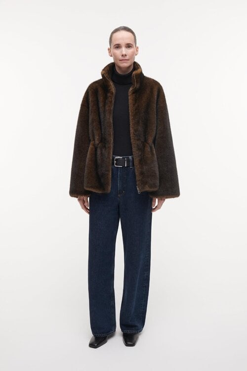 Studio AR by Arma Frankie Faux-Mink-Jacke Khaki