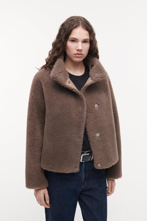 Studio AR by Arma Mallow Faux-Mink-Jacke Taupe