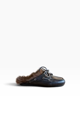 Posa Bootslipper Mule Haarig Fell