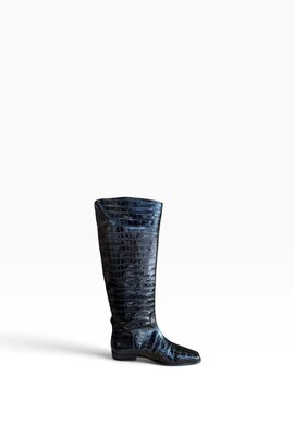 Bibi Lou Reitstiefel Leder Kroko Schwarz