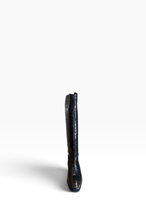 Bibi Lou Reitstiefel Leder Kroko Schwarz