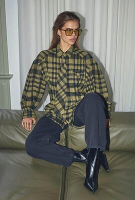 Co'couture Kyel Check Tie Shirt khaki