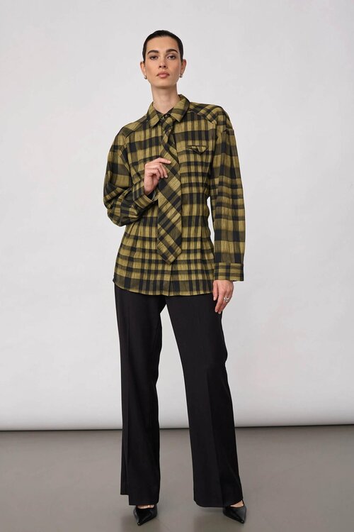 Co'couture Kyel Check Tie Shirt khaki