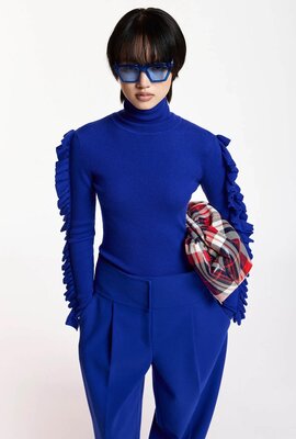 Essentiel Antwerp Pullover mit Fransen Kobaltblau