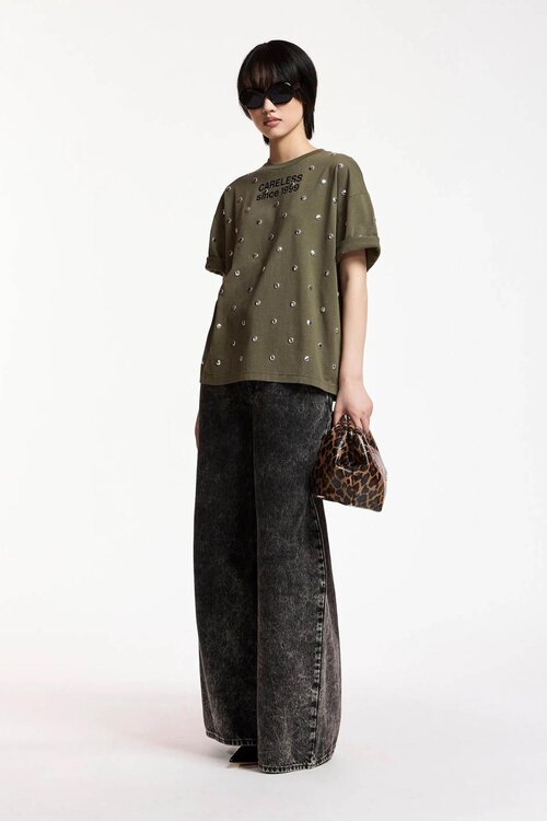 Essentiel Antwerp T-Shirt mit Nieten Khaki