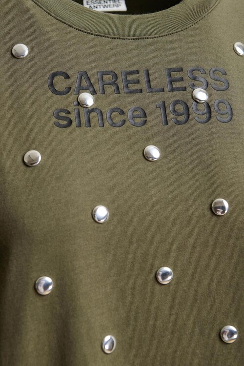 Essentiel Antwerp T-Shirt mit Nieten Khaki