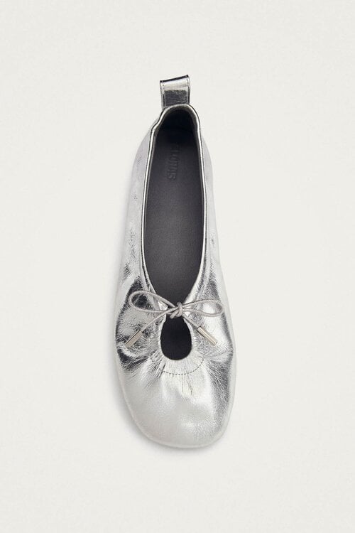ALOHAS Silberne Rosalind Leder-Ballerinas