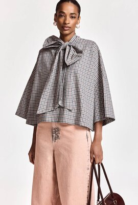 Essentiel Antwerp Bluse mit Schleifenkragen Steel