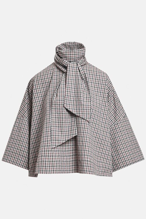 Essentiel Antwerp Bluse mit Schleifenkragen Steel