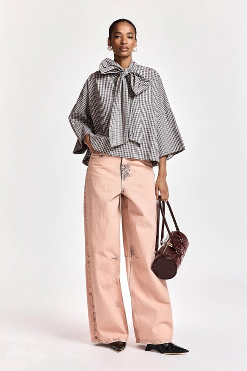 Essentiel Antwerp Bluse mit Schleifenkragen Steel