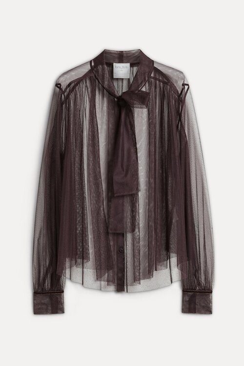 Forte_Forte Mesh-Bluse mit Schal