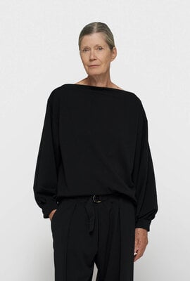 10Days Boatneck-Bluse Crêpe Schwarz