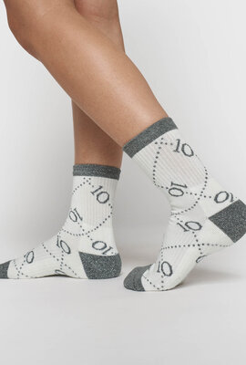 10Days Socken all over Monogramm Ecru