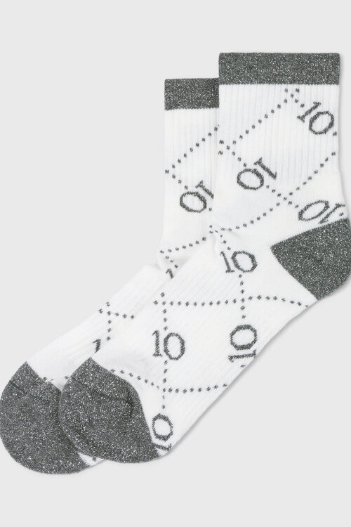 10Days Socken all over Monogramm Ecru