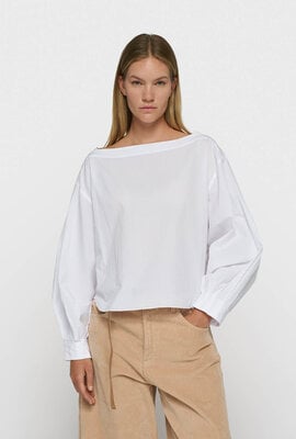 10Days Boatneck-Bluse Popeline Weiß