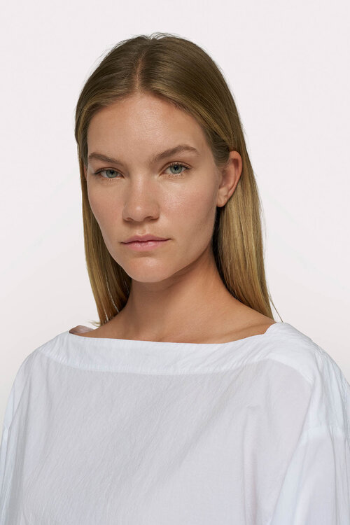 10Days Boatneck-Bluse Popeline Weiß