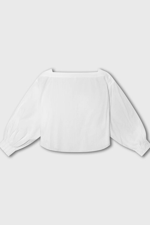 10Days Boatneck-Bluse Popeline Weiß
