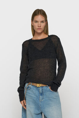 10Days schmaler fein gestrickter Pullover antra