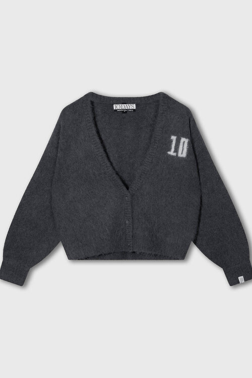10Days hairy knit Strickjacke antra