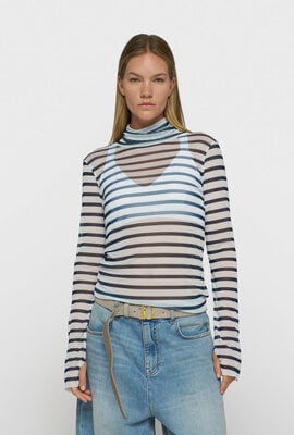 10Days Mesh-Langarmshirt Streifen Night