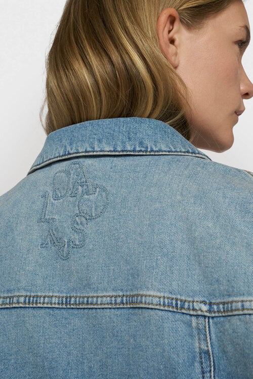 10Days cropped Denim-Gilet blau