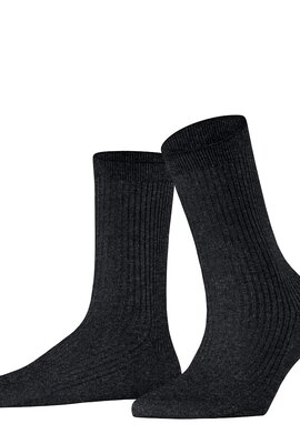 Falke Schwarze glänzende Rippstricksocke