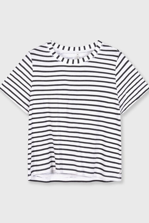 10Days white/black DAS KLEINE T-SHIRT LEINEN STREIFEN
