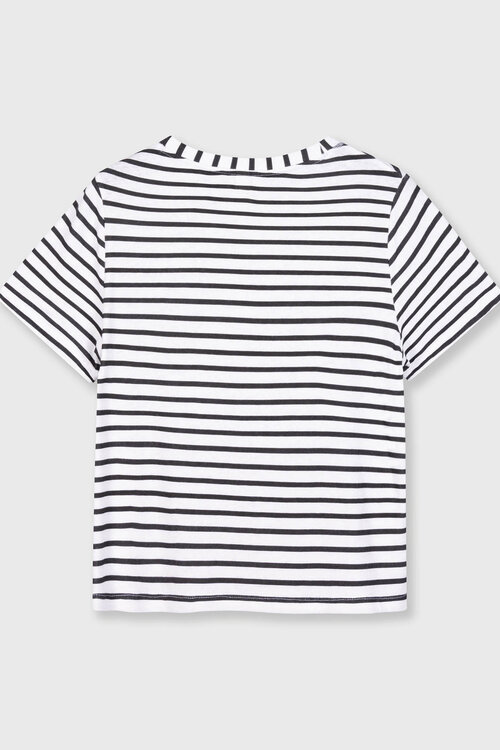 10Days white/black DAS KLEINE T-SHIRT LEINEN STREIFEN
