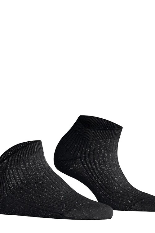 Falke Schwarze Rippsocken Glänzend
