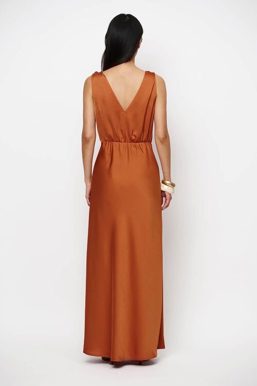Dante 6 Orange Marcia Satin-Maxikleid