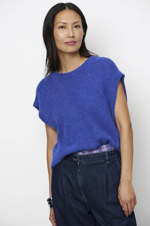 Dante 6 Blauer Enoha Pullover mit offenem Rücken