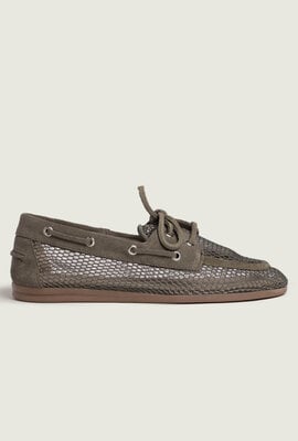 Posa Kaki Bootsschuh Loafer Mesh Wildleder