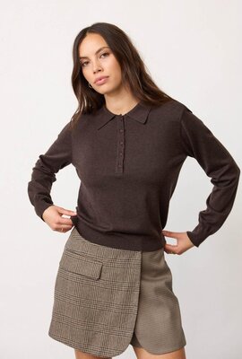 Co'couture Dunkelbrauner Cory Polo-Strick
