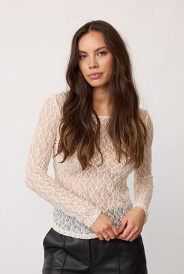 Co'couture Off White Barna Mesh Top
