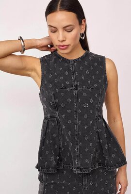 Co'couture Graues Darry Denim-Top