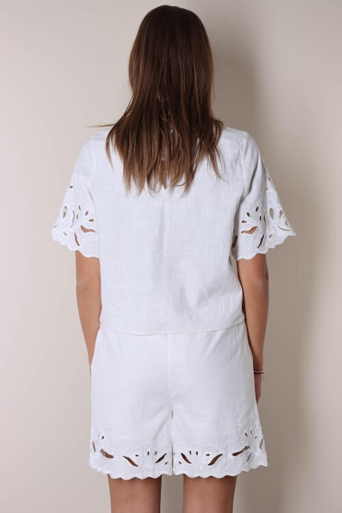 Co'couture Weißer Lita Leinen-Shorts