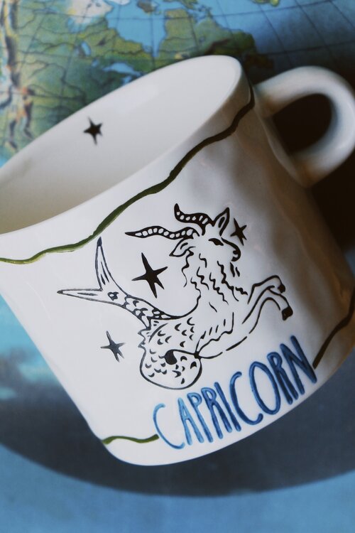 Anna & Nina Weiße Zodiac Steinbock Teetasse