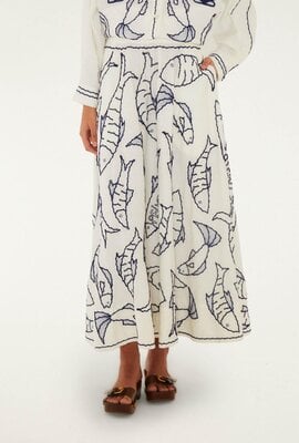 Farm Rio Off White Fresh Fish Midi Rock