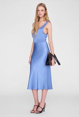 Anine Bing Bar Seidenrock Blau