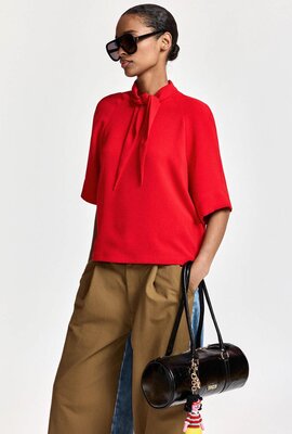Essentiel Antwerp Bluse mit Schleifenkragen Rot
