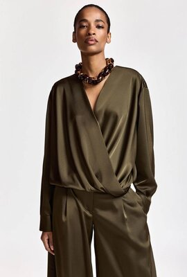 Essentiel Antwerp Bluse drapiert Khaki